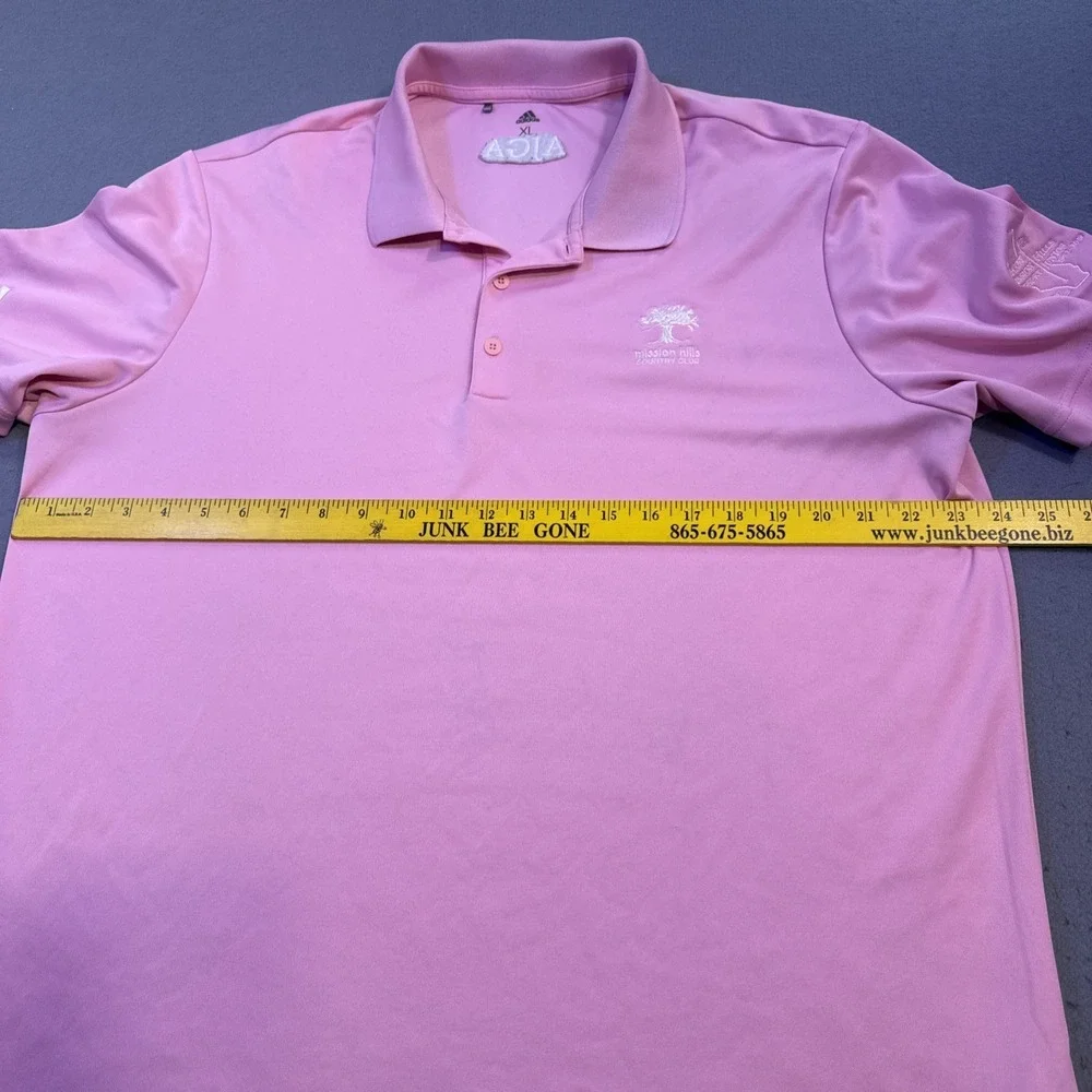 Adidas GOLF Polo Shirt Mens XL PINK AJGA LOGO Short Sleeve Performance